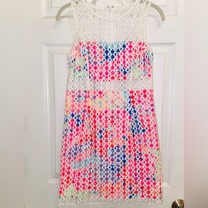 Lilly Pulitzer Dee Playa Hermosa Resort White Geo Lattice dress